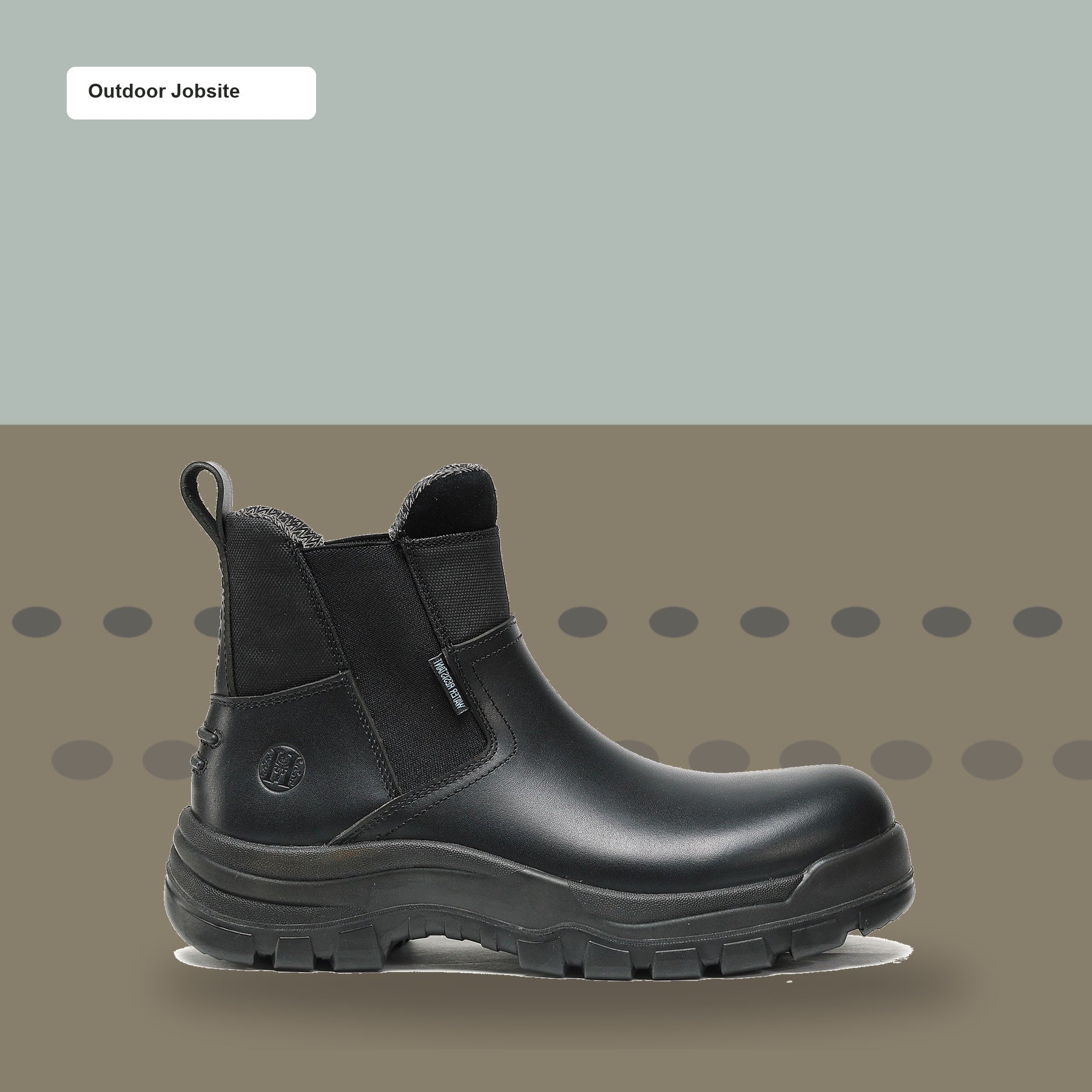 HANDMEN 80M02 black soft toe slip-on work boot for outdoor jobsite use