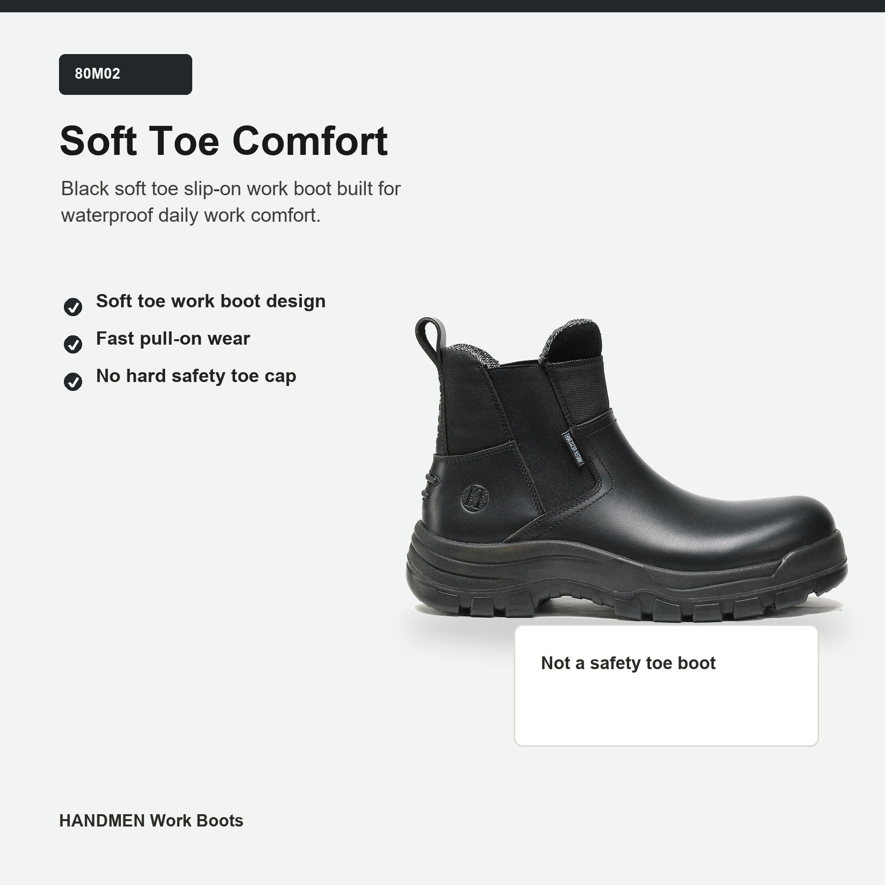 HANDMEN 80M02 soft toe comfort feature graphic