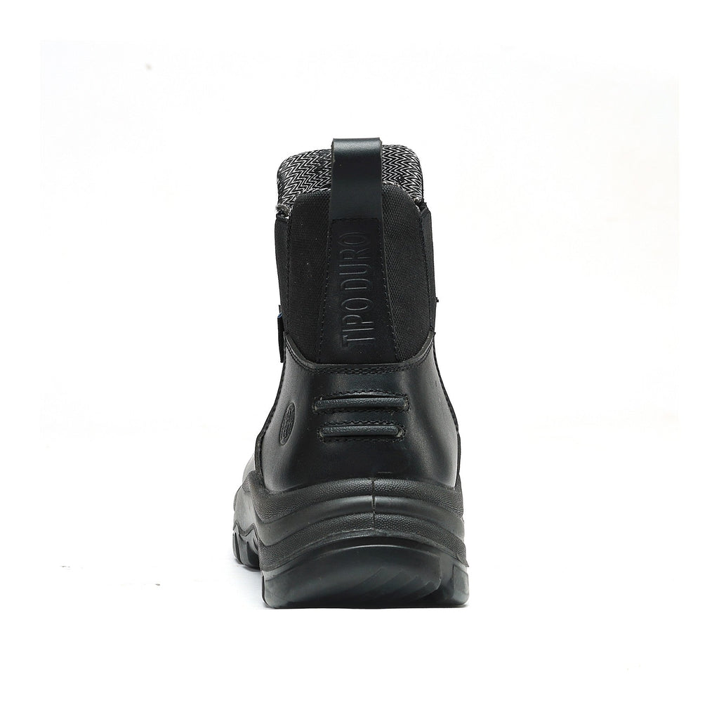 HANDMEN 80M02 soft toe black slip on work boot side view