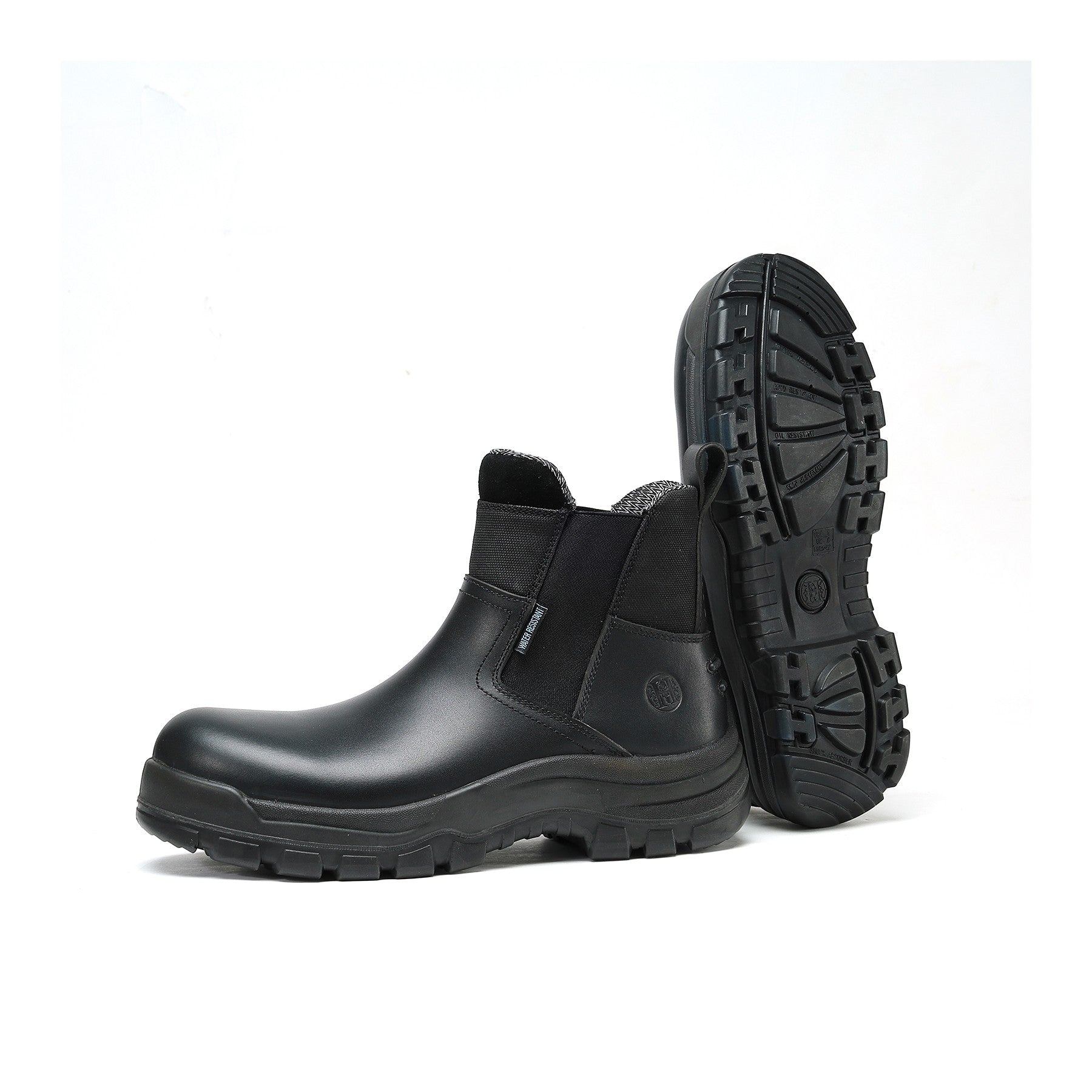 HANDMEN 80M02 soft toe black slip on work boot front view