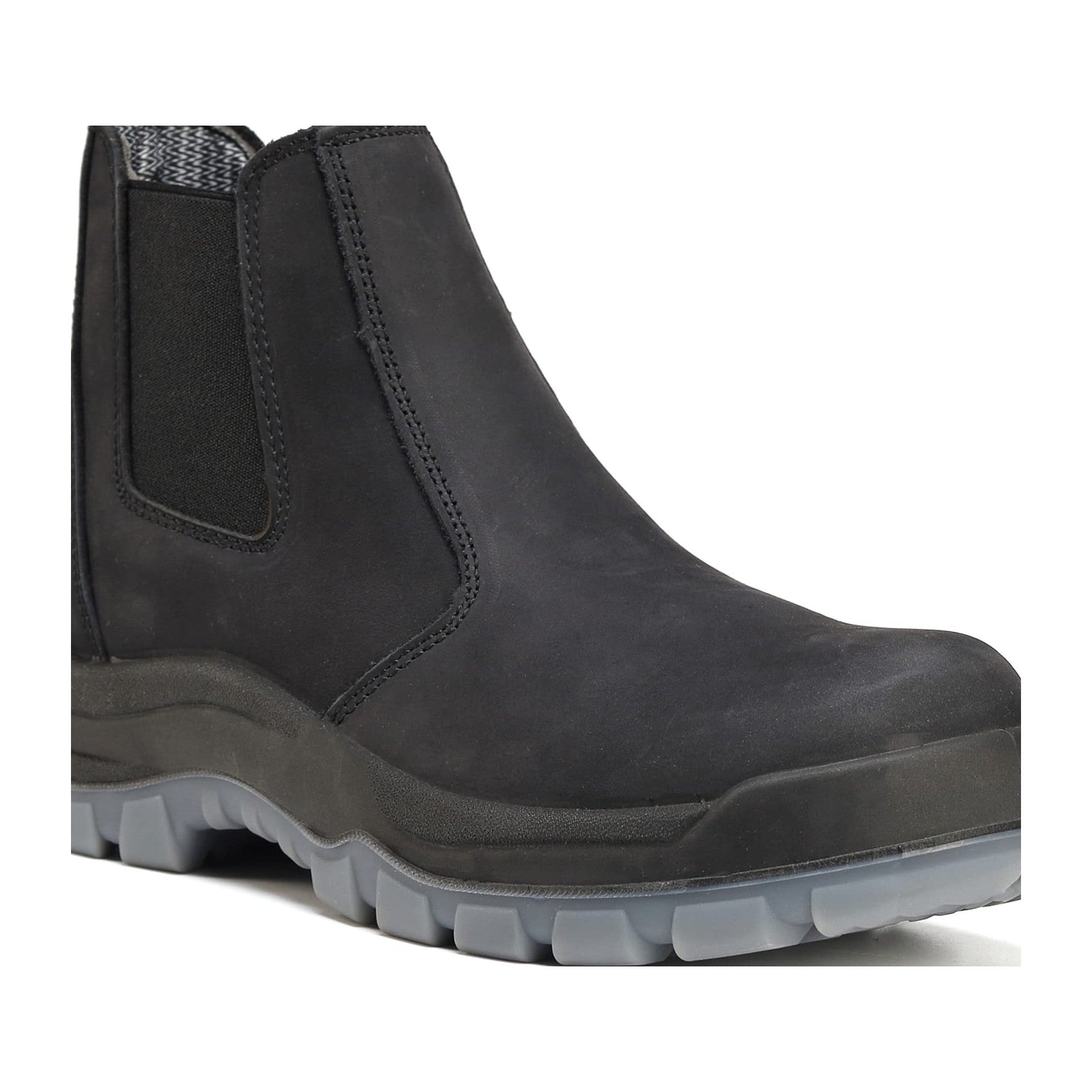 HANDMEN 80N04 black soft toe slip-on work boot leather detail