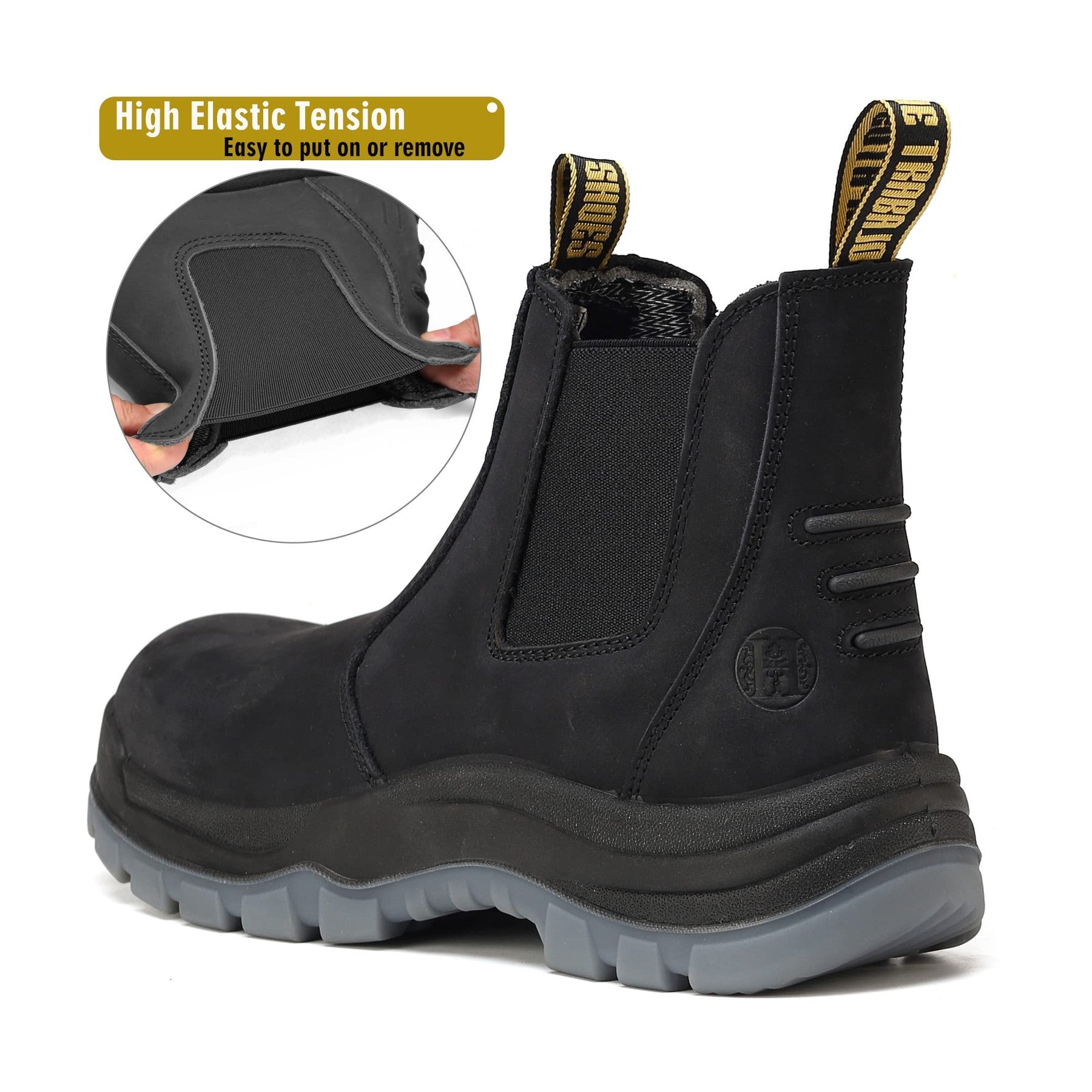 HANDMEN 81N04 black fiberglass composite toe slip-on work boot image 2