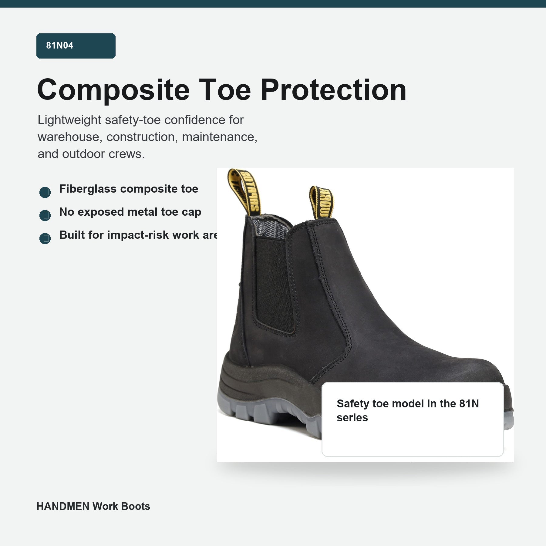 HANDMEN 81N04 composite toe protection feature graphic