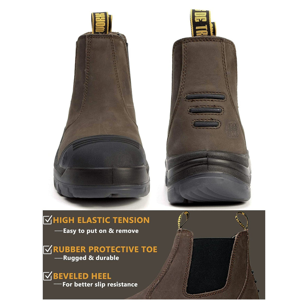 HANDMEN COF brown work boot front and rear view - COF822