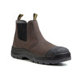 HANDMEN COF822 brown fiberglass composite toe Chelsea work boot on white background, toe facing right