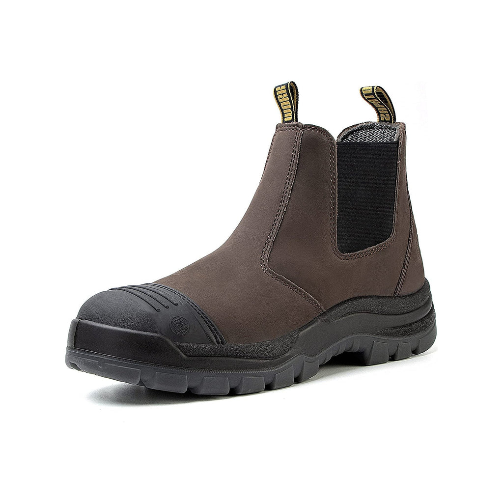 HANDMEN COF822 brown fiberglass composite toe Chelsea work boot on white background