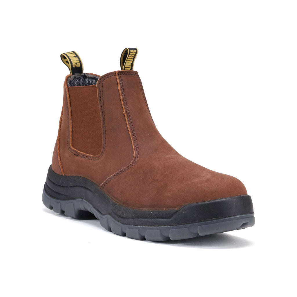 HANDMEN CRZ802 brown soft toe Chelsea work boot on white background
