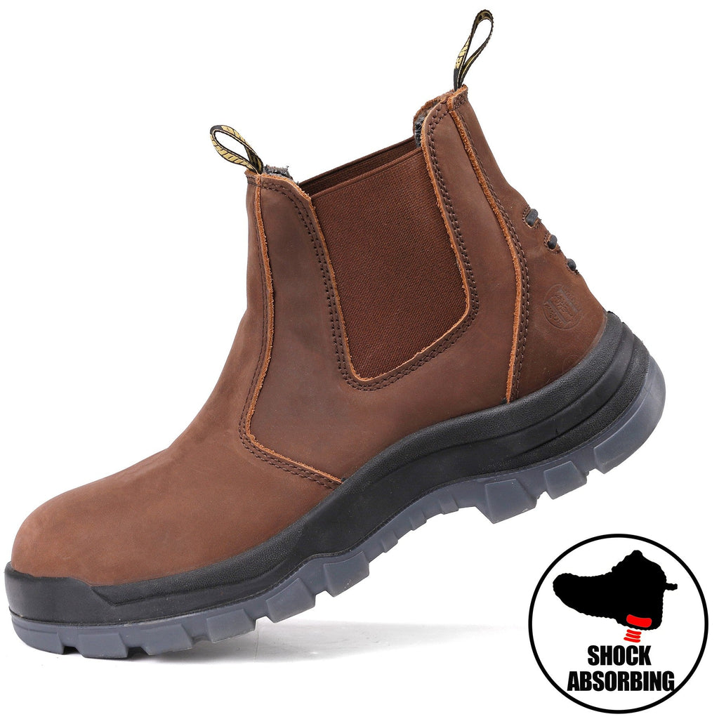 HANDMEN CRZ fiberglass composite toe Chelsea work boot rear view - CRZ822