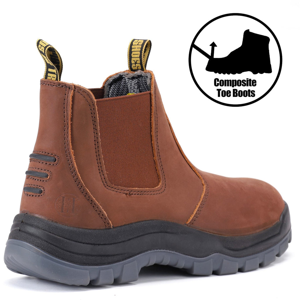 HANDMEN CRZ fiberglass composite toe Chelsea work boot outsole and feature view - CRZ822