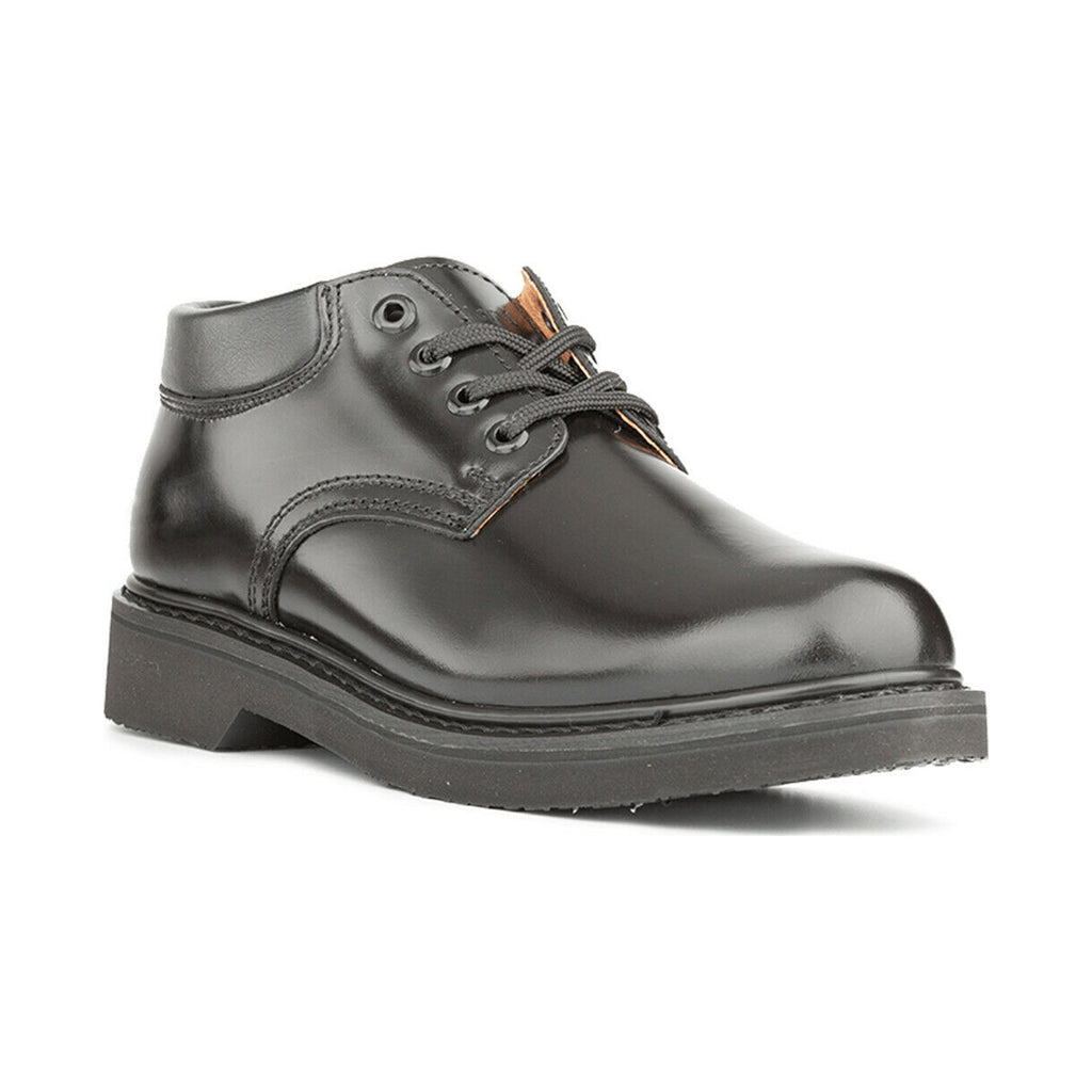 HANDMEN H82102 black soft toe Oxford work shoe on white background