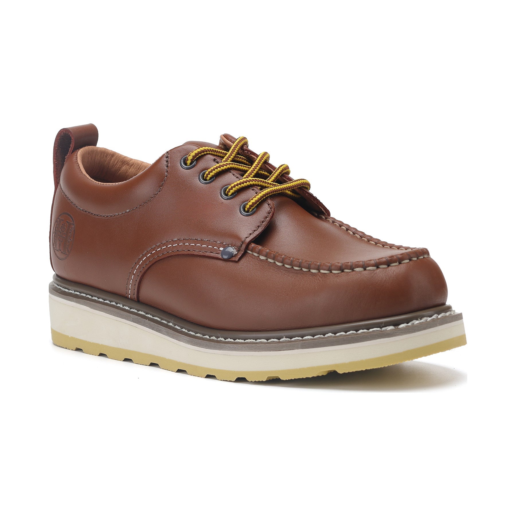 HANDMEN H82994 brown soft toe Oxford work shoe on white background