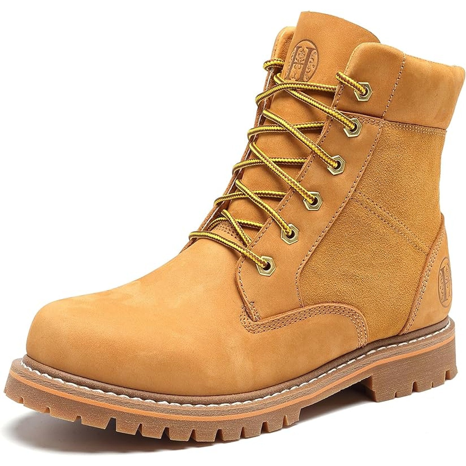 HANDMEN H84102 wheat nubuck heat resistant rubber outsole work boot side view