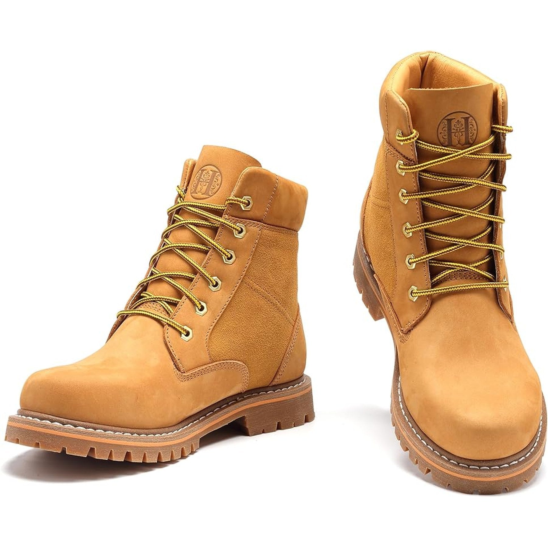 HANDMEN H84102 wheat nubuck work boot pair front and side view