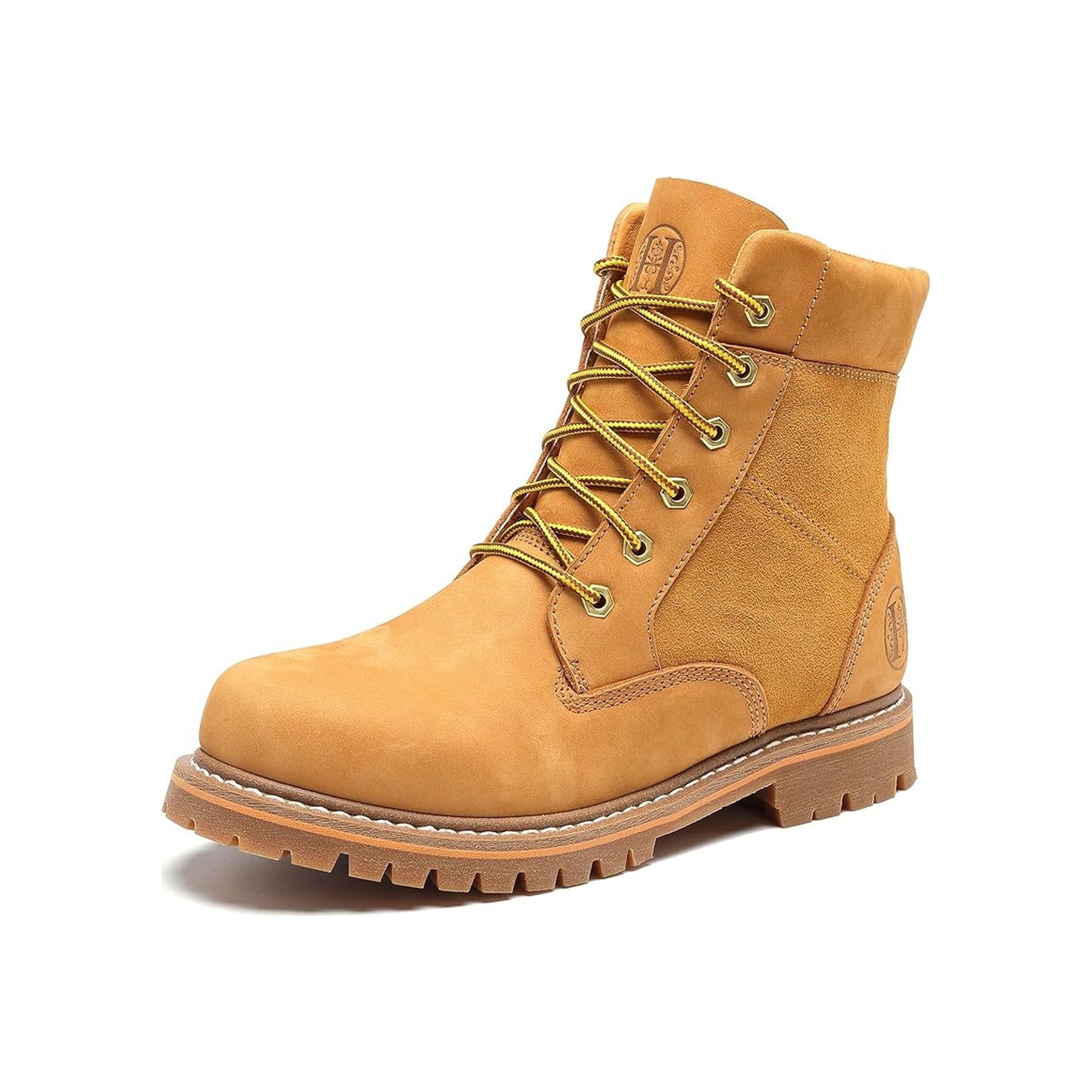 HANDMEN H84102 wheat soft toe heat resistant work boot on white background