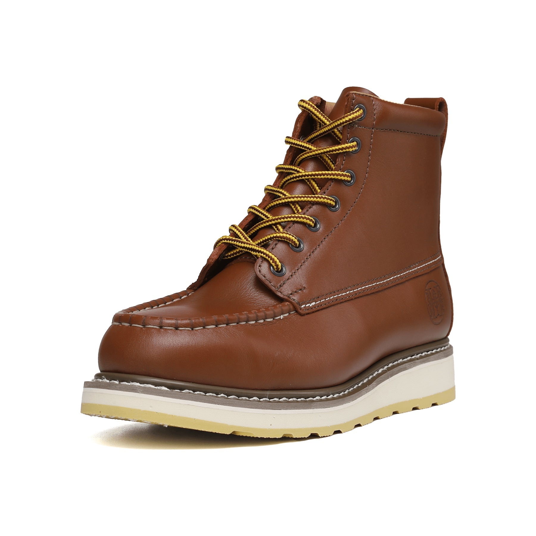 HANDMEN H84992 brown steel toe six inch work boot on white background