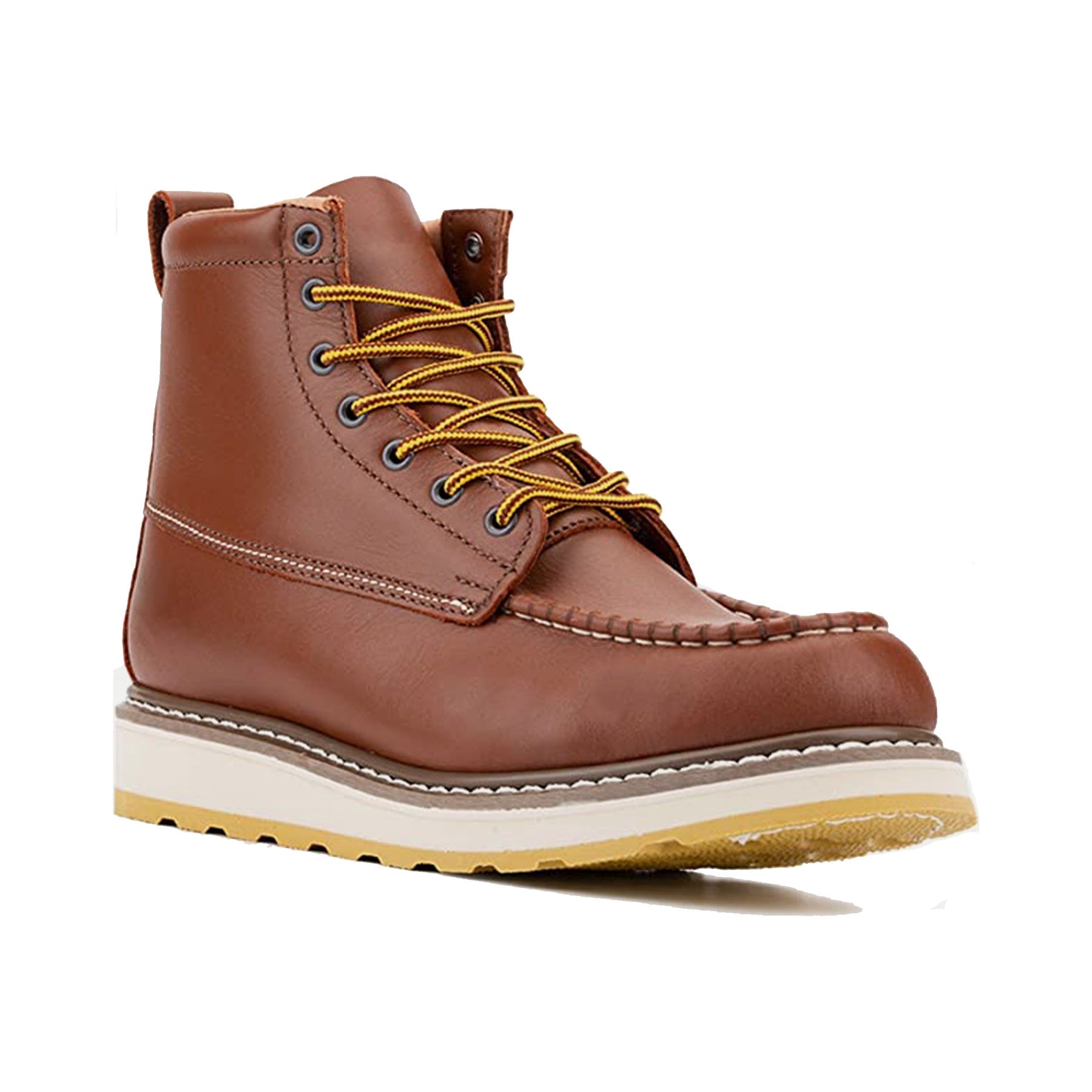 HANDMEN H84994 brown soft toe six inch work boot on white background