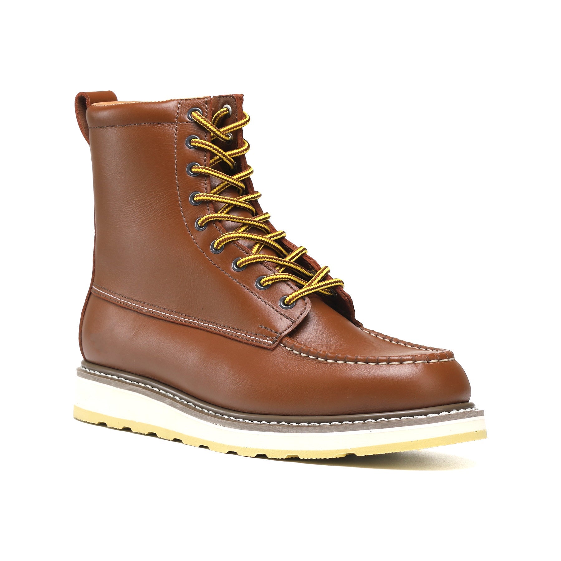 HANDMEN H86994 brown soft toe eight inch work boot on white background