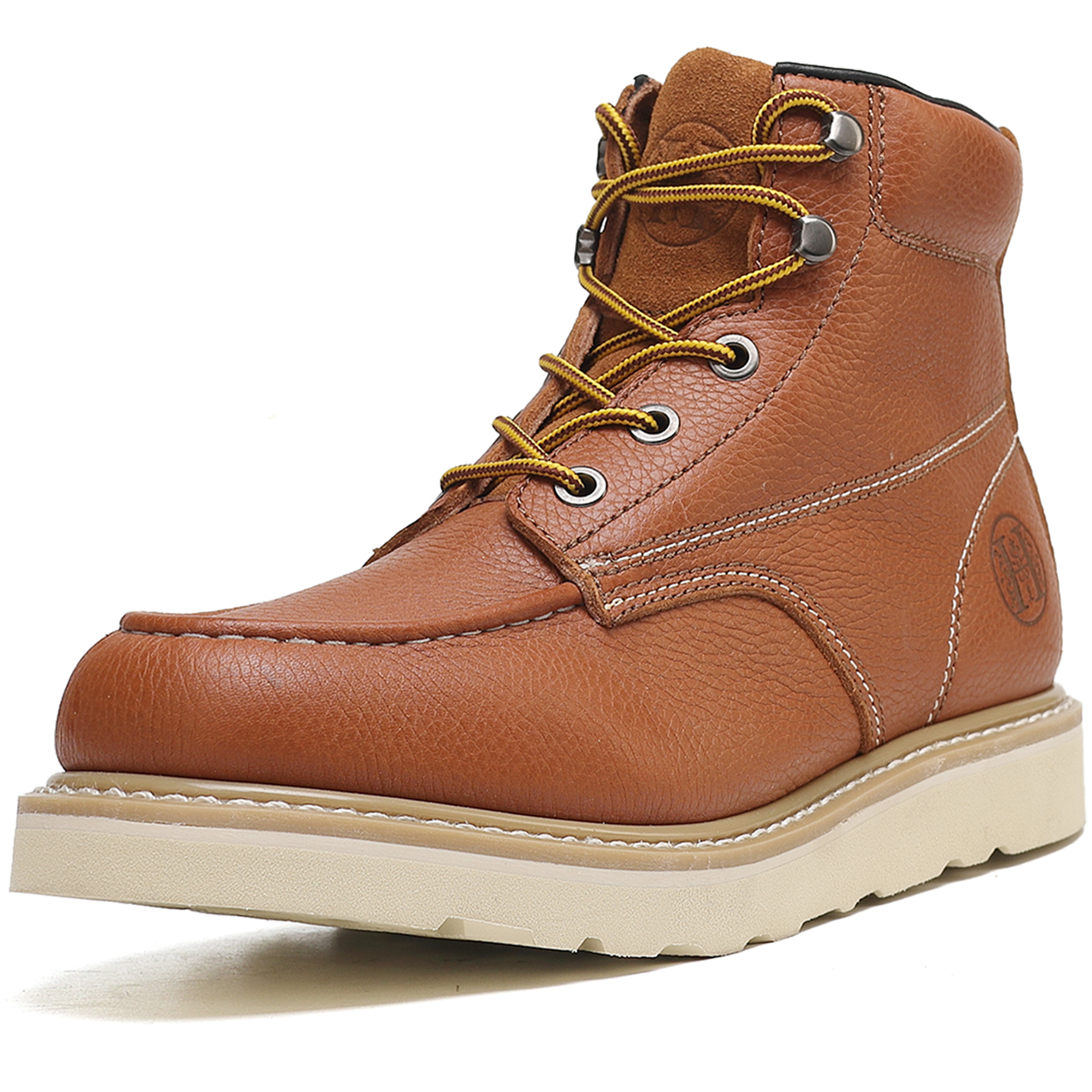 HANDMEN HVB302 brown soft toe moc toe wedge work boot image 1