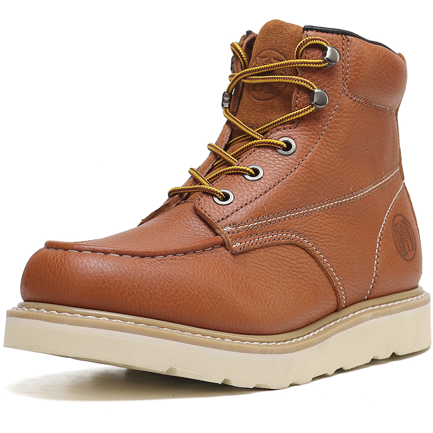 HANDMEN HVB302 brown soft toe moc toe wedge work boot image 2
