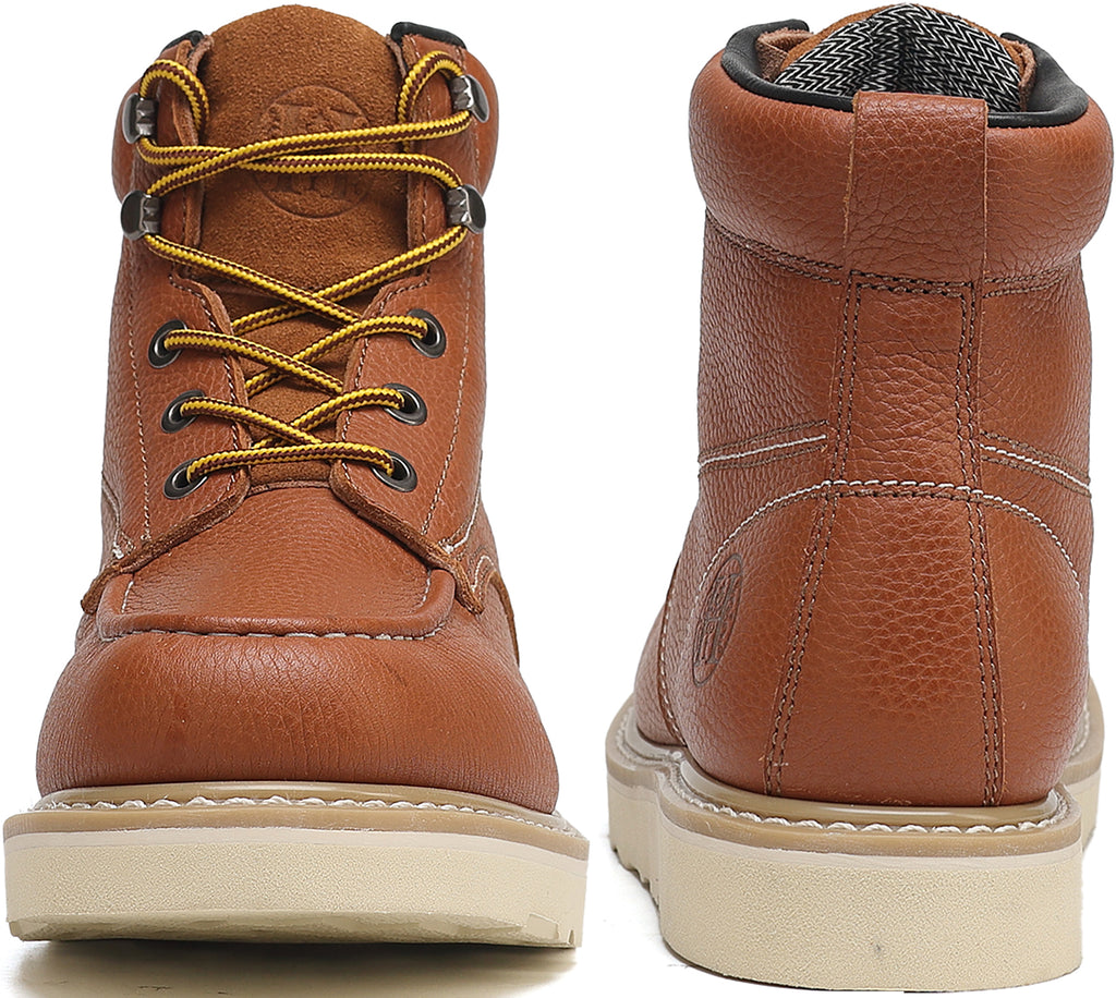 HANDMEN HVB302 brown soft toe moc toe wedge work boot image 8