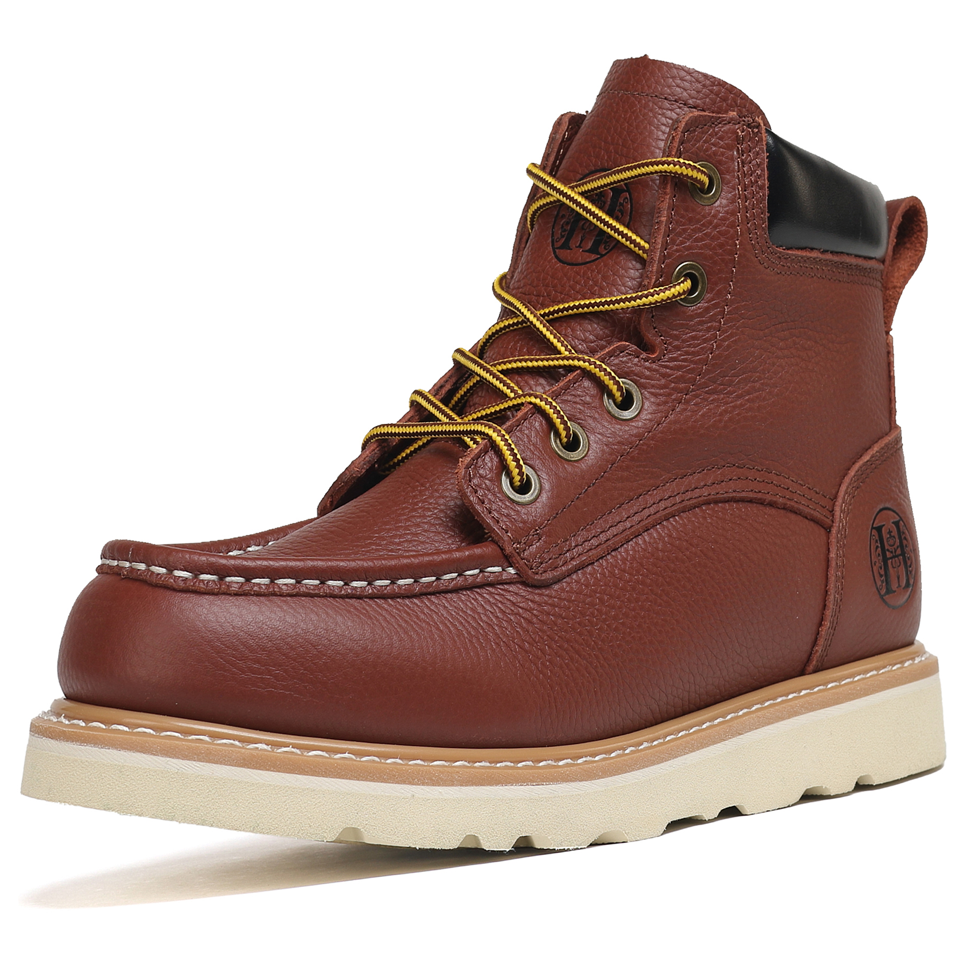 HANDMEN HVB303 brown soft toe moc toe wedge work boot image 1