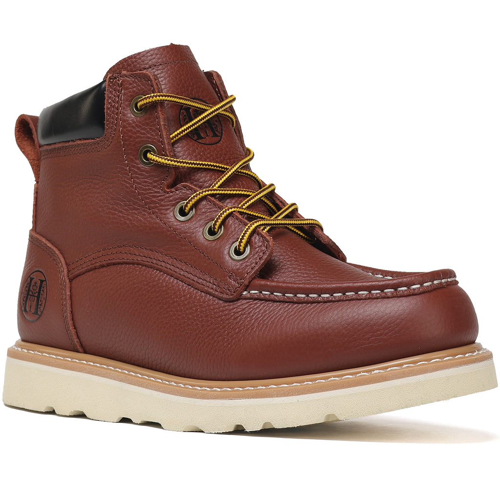 HANDMEN HVB303 brown soft toe moc toe wedge work boot image 2