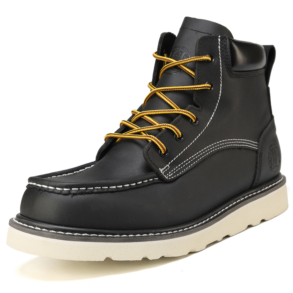 HANDMEN HVB304 black soft toe moc toe wedge work boot image 1
