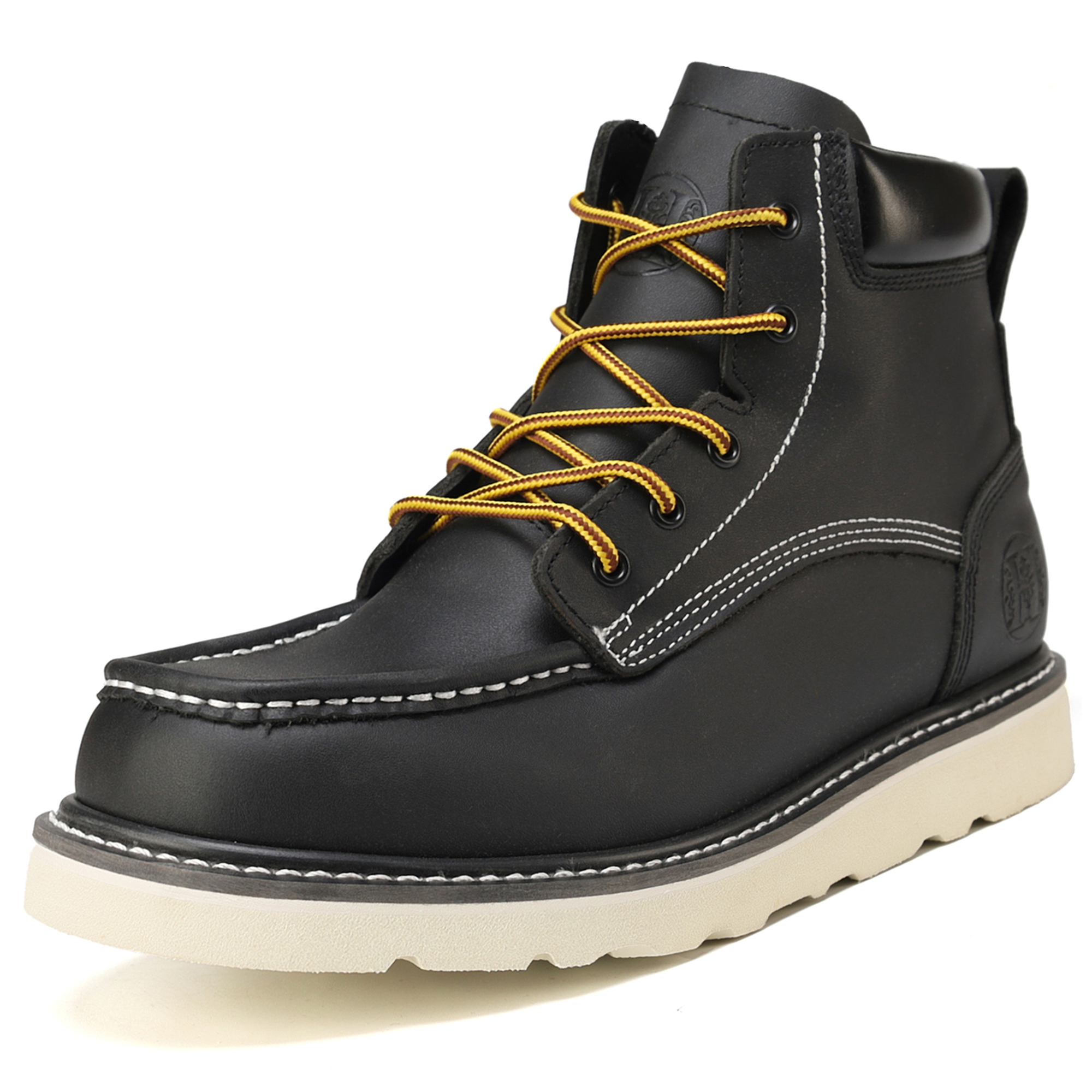 HANDMEN HVB304 black soft toe moc toe wedge work boot image 1