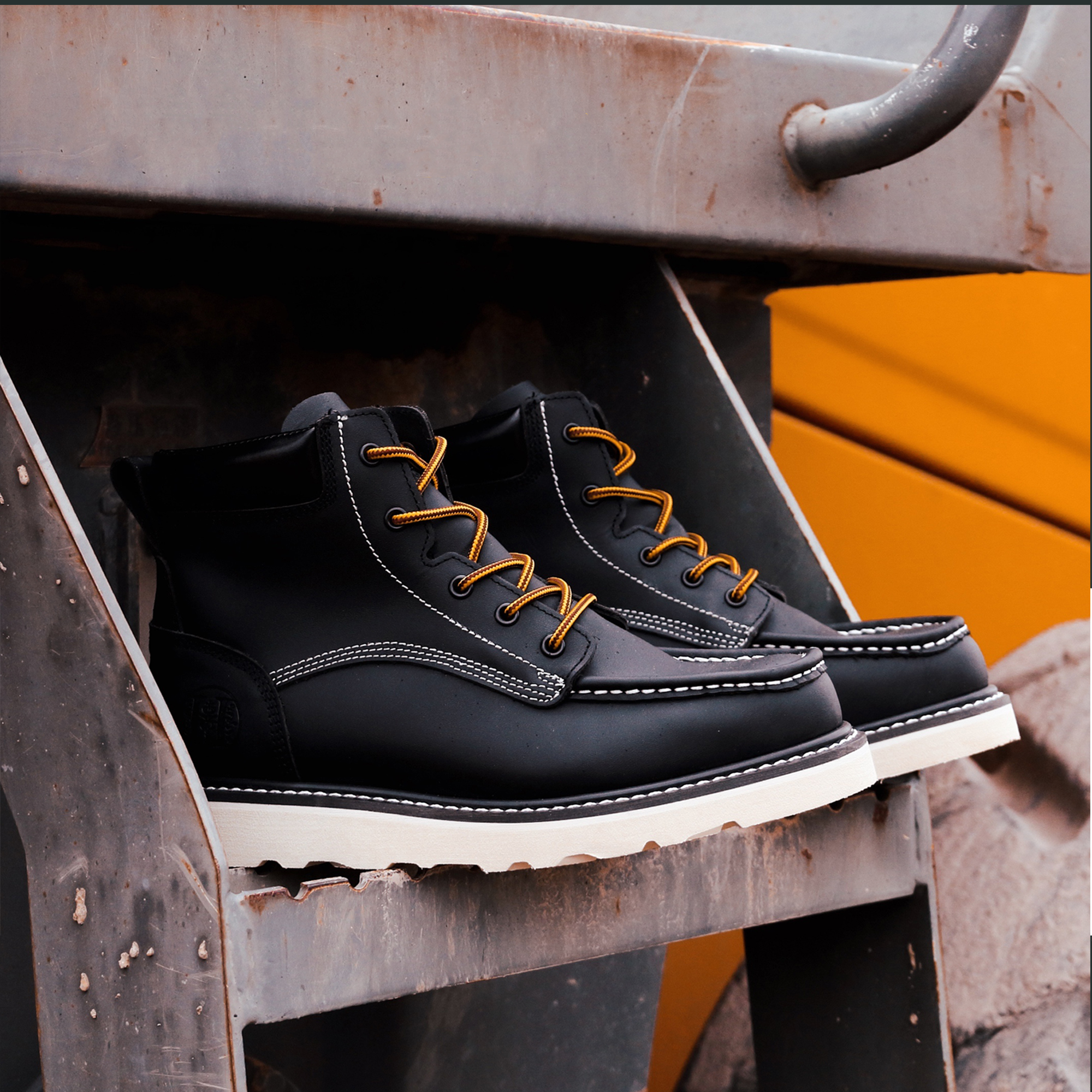 HANDMEN HVB304 black soft toe moc toe wedge work boot image 8