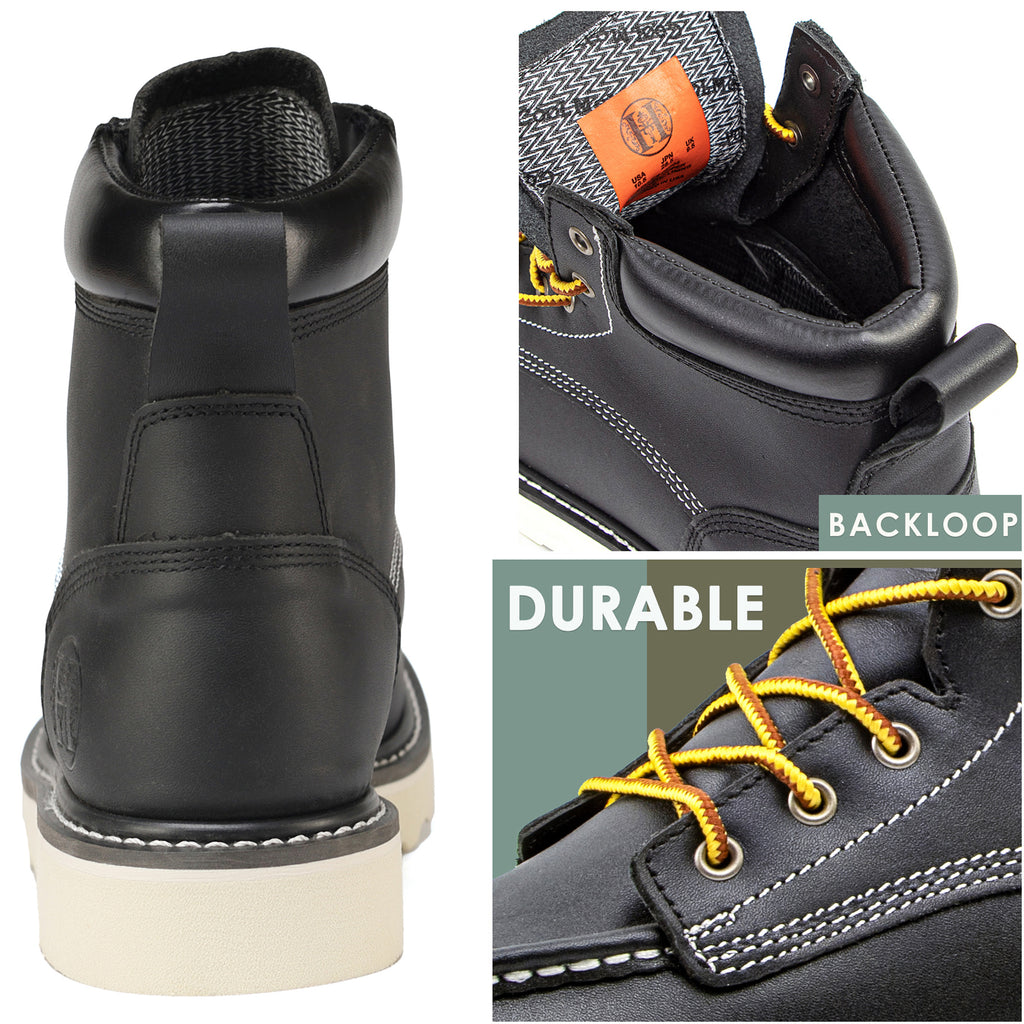 HANDMEN HVB304 black soft toe moc toe wedge work boot image 10