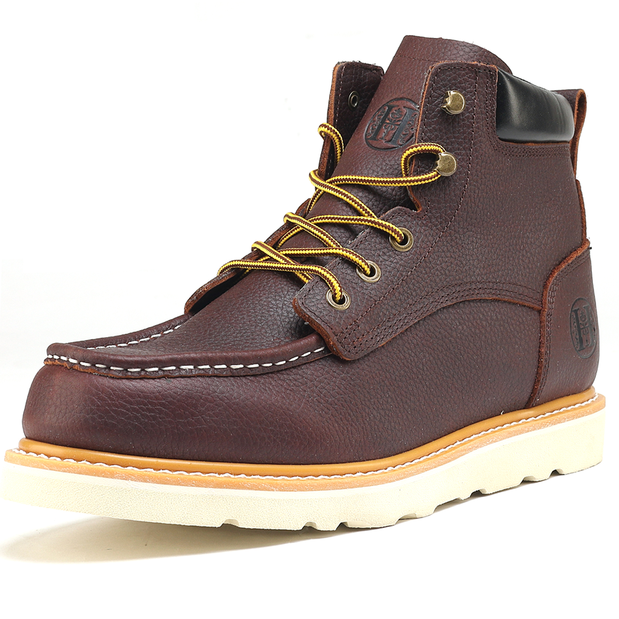 HANDMEN HVB305 brown soft toe moc toe wedge work boot image 1