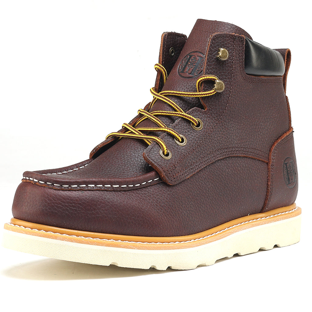 HANDMEN HVB305 brown soft toe moc toe wedge work boot image 8