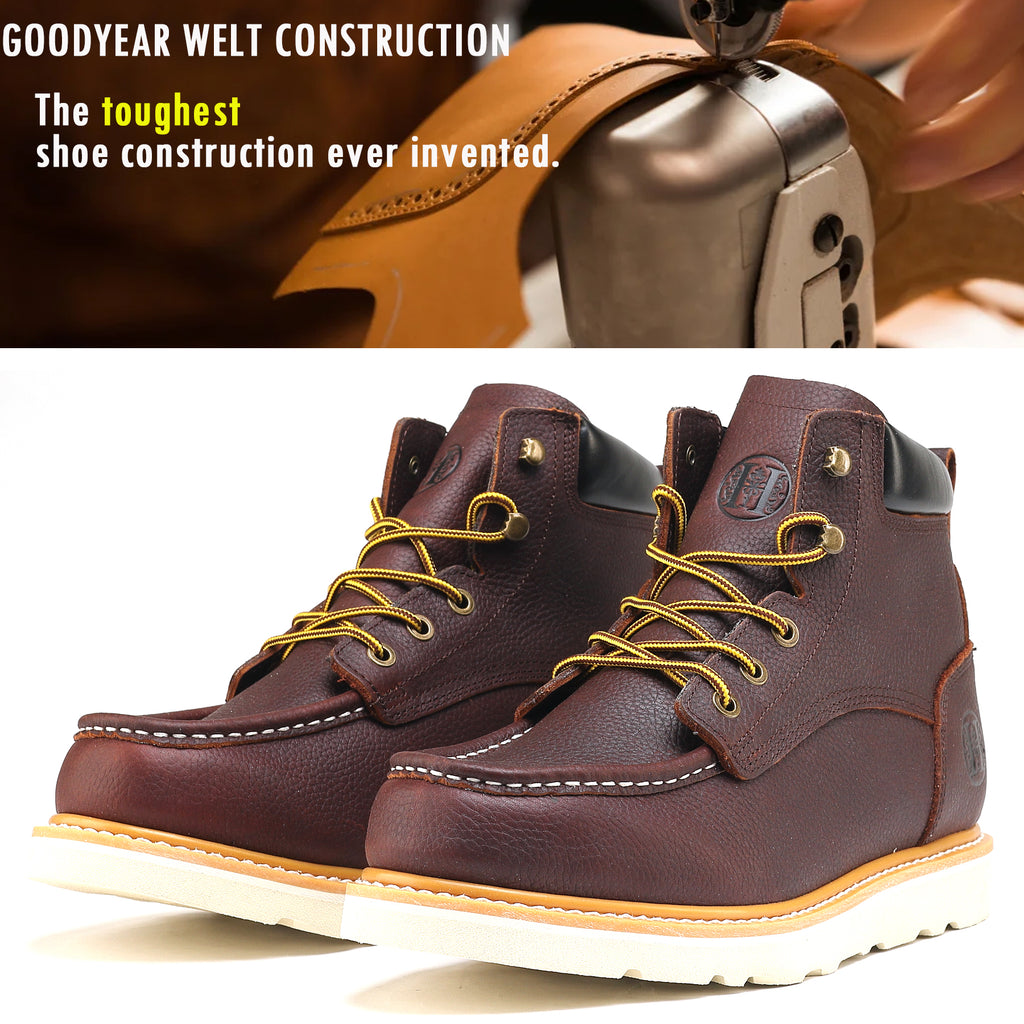 HANDMEN HVB305 brown soft toe moc toe wedge work boot image 12