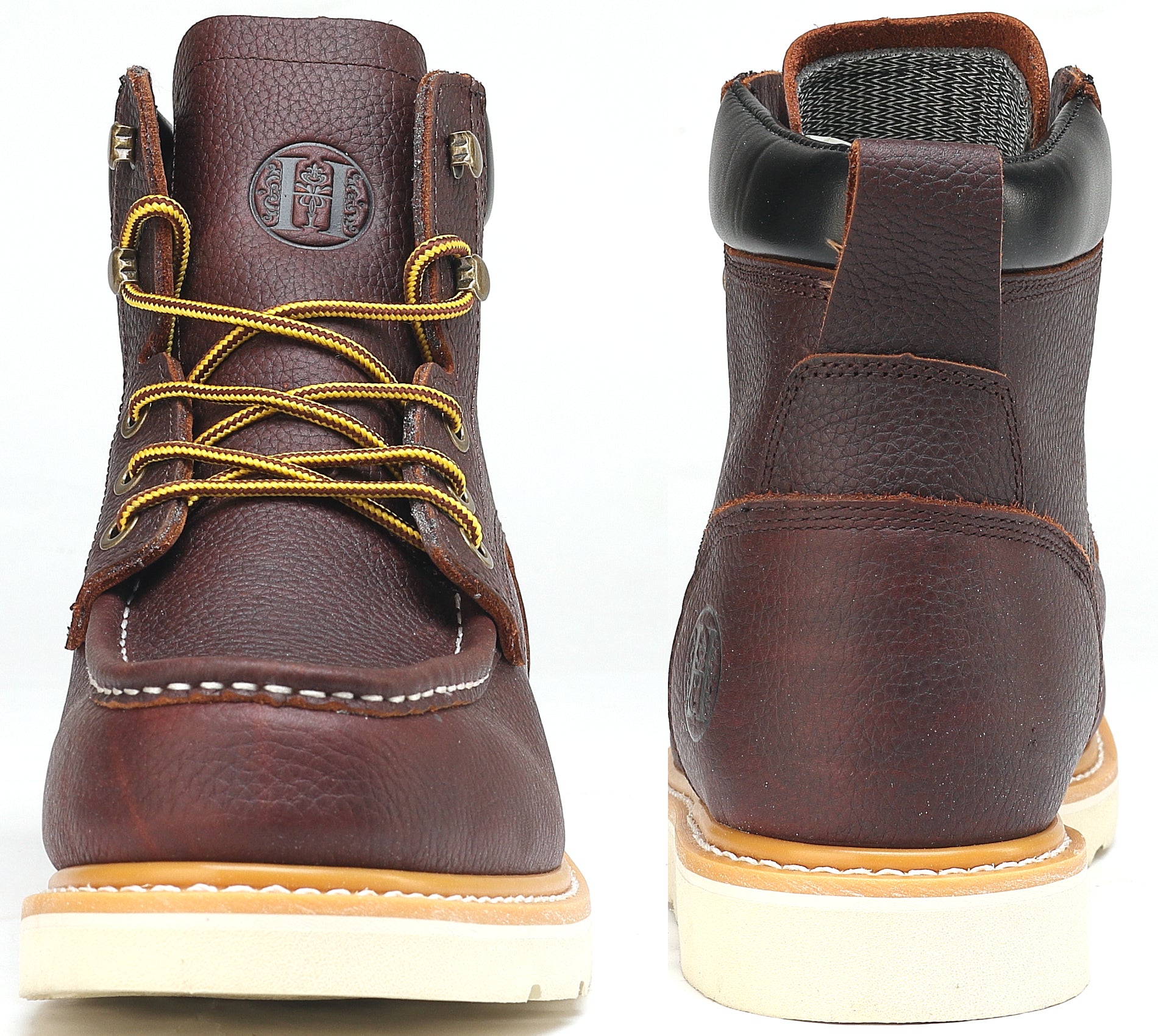 HANDMEN HVB305 brown soft toe moc toe wedge work boot image 13