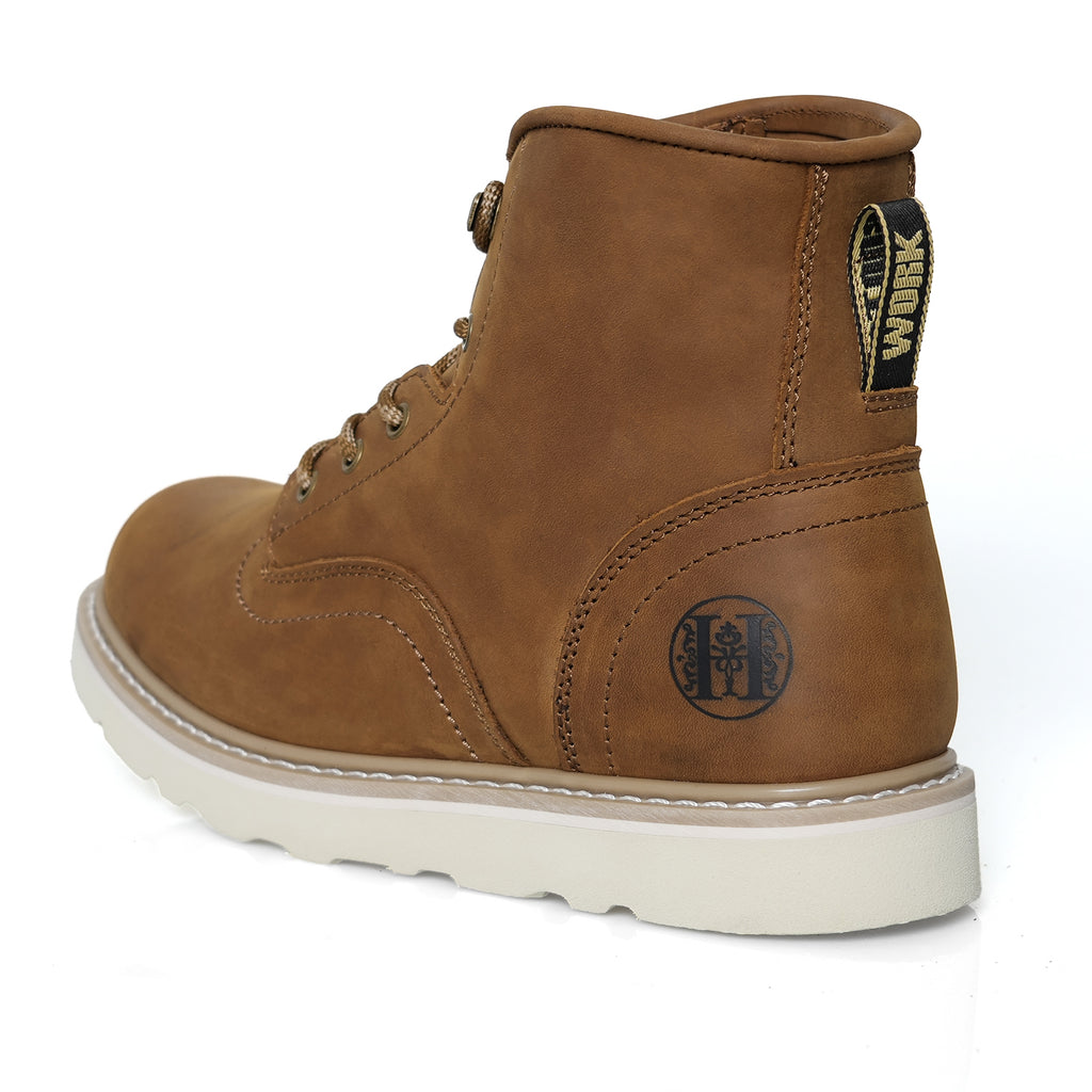 HANDMEN HVB805 brown soft toe plain toe wedge work boot image 4