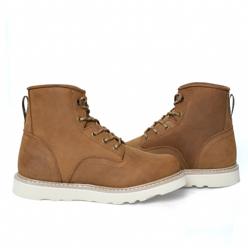 HANDMEN HVB805 brown soft toe plain toe wedge work boot image 6