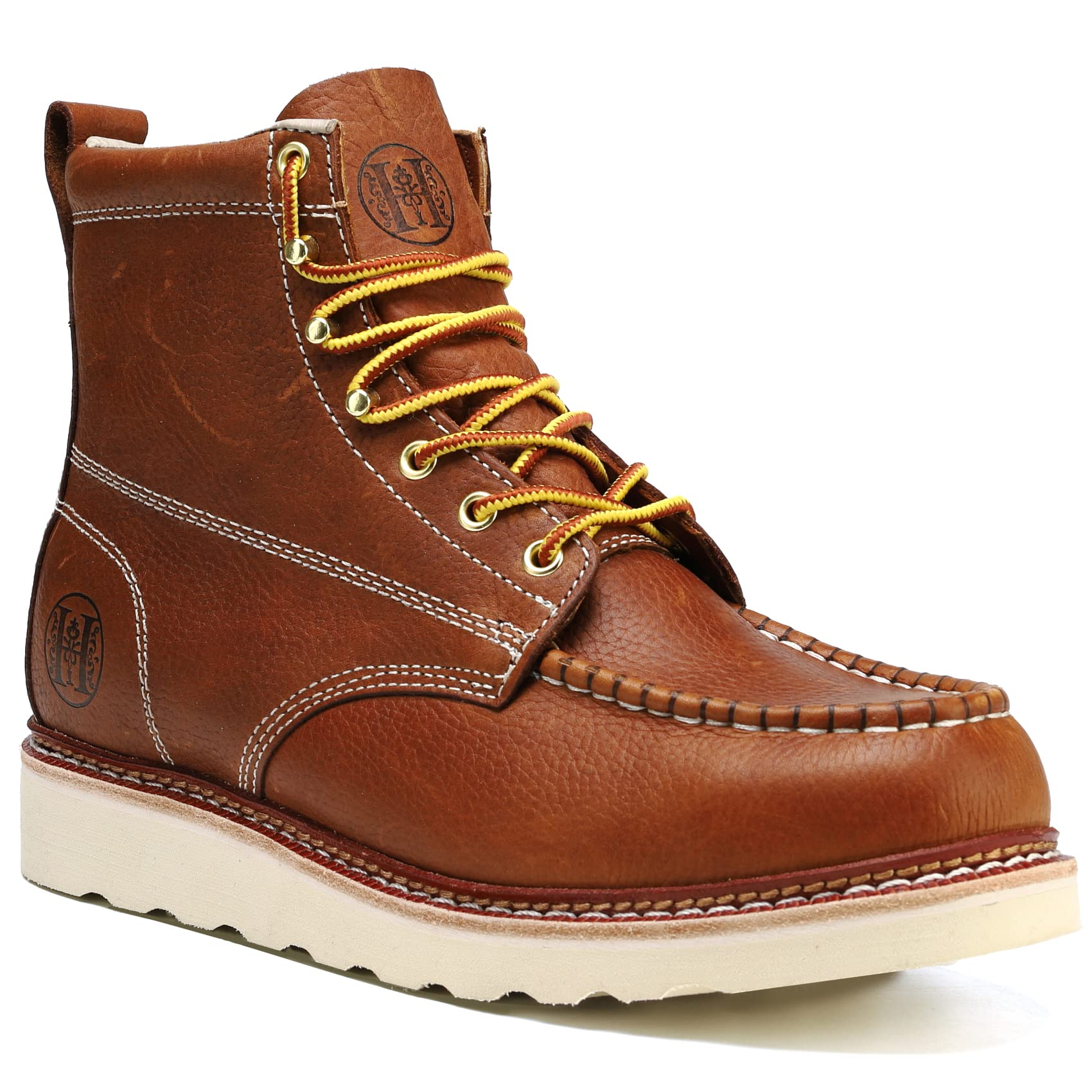 HANDMEN HVB806 brown soft toe moc toe wedge work boot image 1