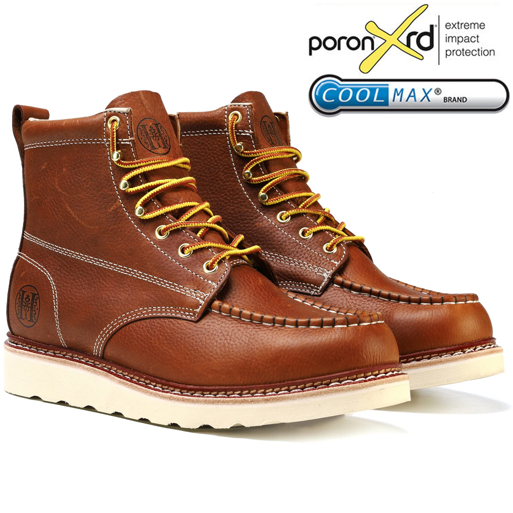 HANDMEN HVB806 brown soft toe moc toe wedge work boot image 3