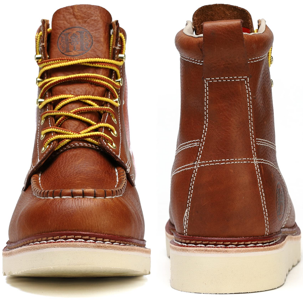 HANDMEN HVB806 brown soft toe moc toe wedge work boot image 5