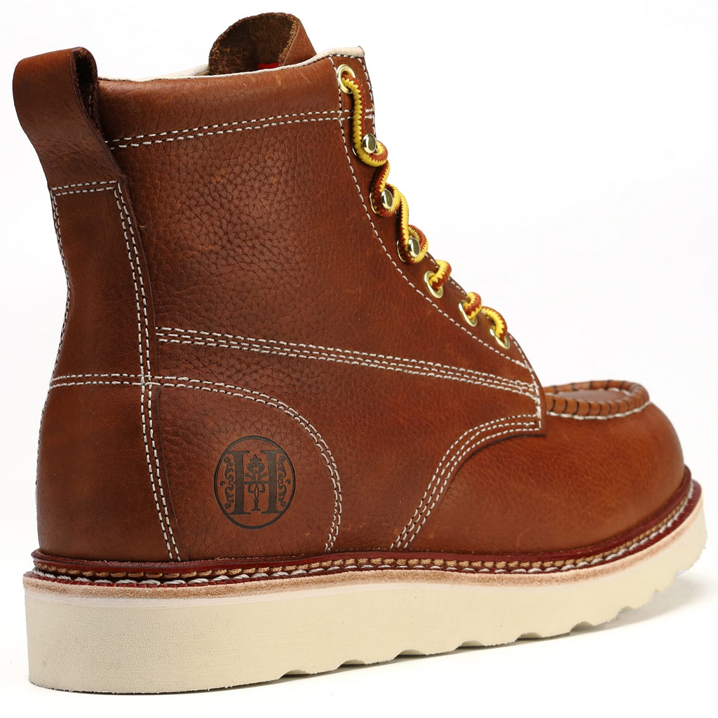 HANDMEN HVB806 brown soft toe moc toe wedge work boot image 6