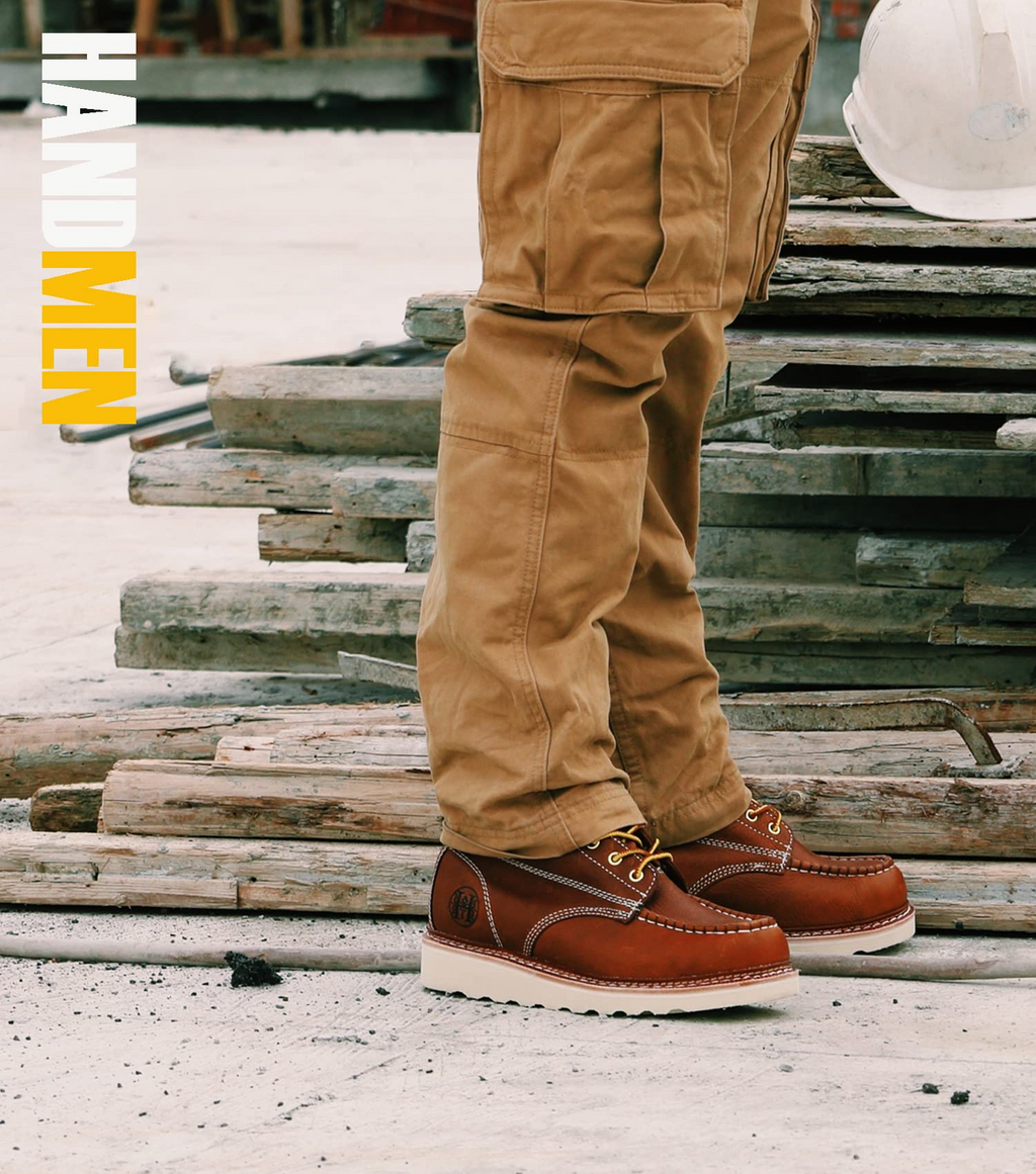 HANDMEN HVB806 brown soft toe moc toe wedge work boot image 7