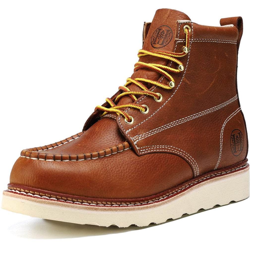 HANDMEN HVB806 brown soft toe moc toe wedge work boot image 8