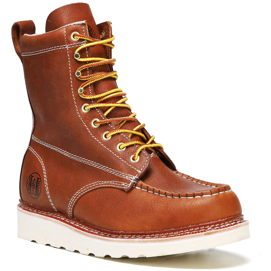 HANDMEN HVB808 brown soft toe moc toe wedge work boot image 1