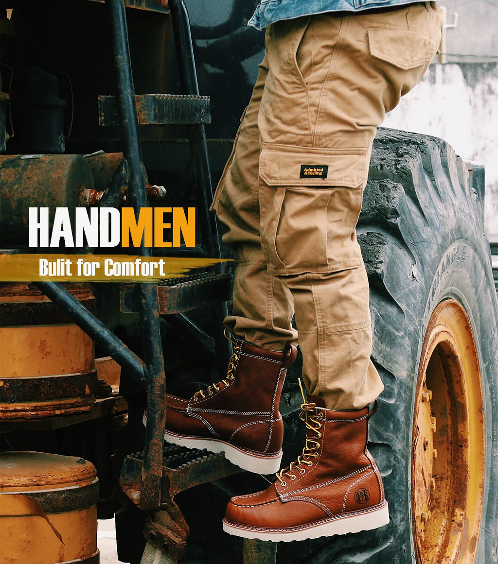HANDMEN HVB808 brown soft toe moc toe wedge work boot image 2