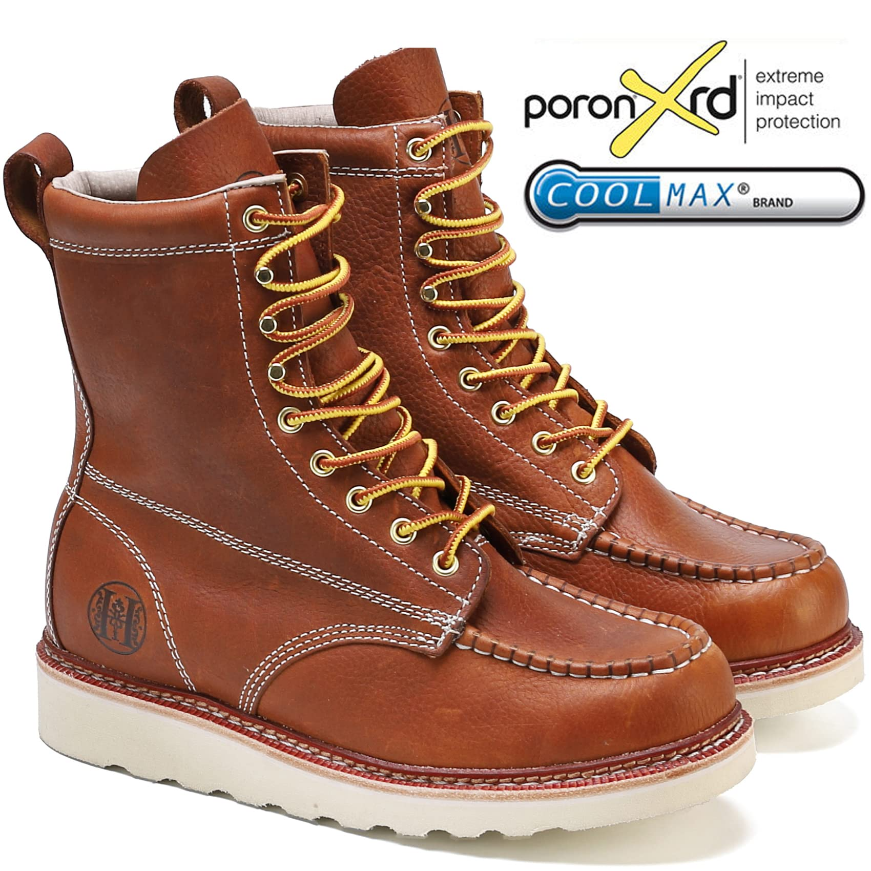 HANDMEN HVB808 brown soft toe moc toe wedge work boot image 3