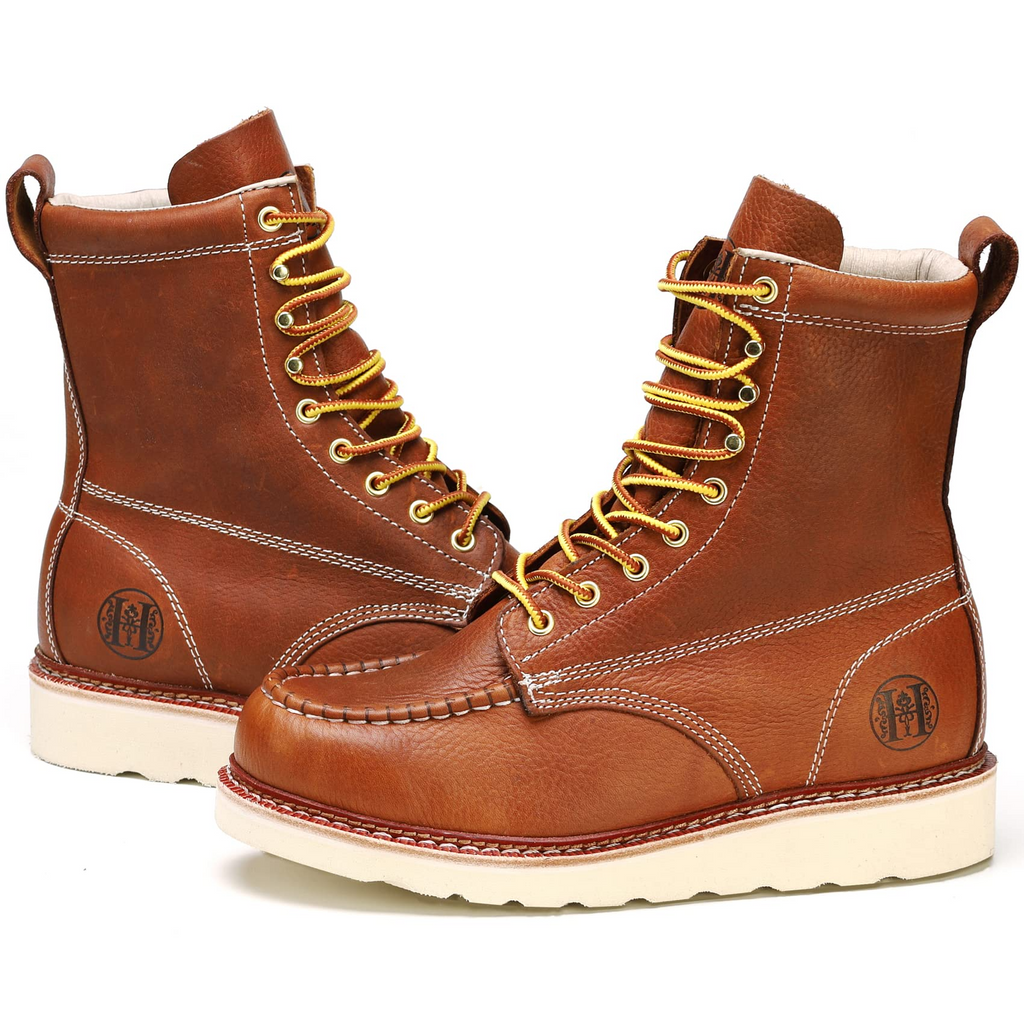 HANDMEN HVB808 brown soft toe moc toe wedge work boot image 6