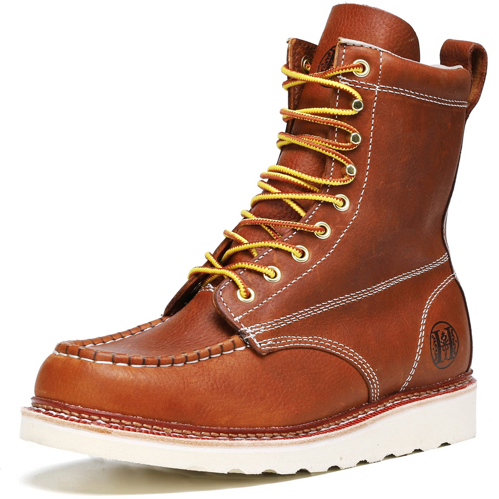 HANDMEN HVB808 brown soft toe moc toe wedge work boot image 7