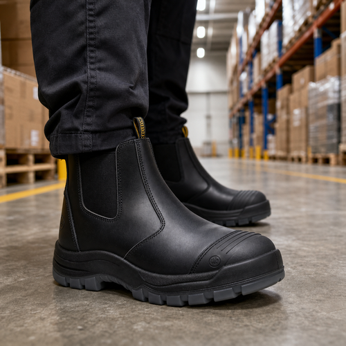 HANDMEN LV822 black fiberglass composite toe Chelsea work boot for warehouse work