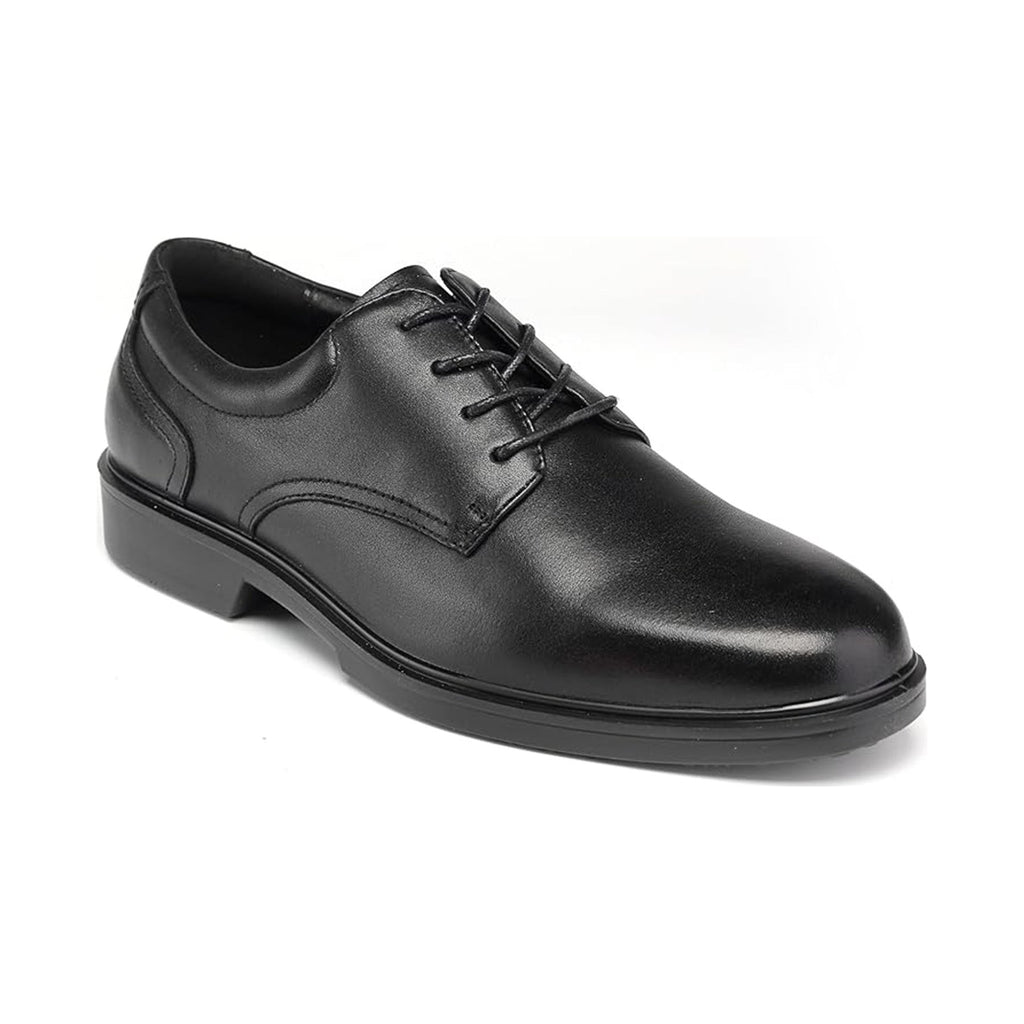HANDMEN RV2103 black soft toe Oxford work shoe on white background, toe facing right