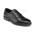 HANDMEN RV2103 black soft toe Oxford work shoe on white background, toe facing right